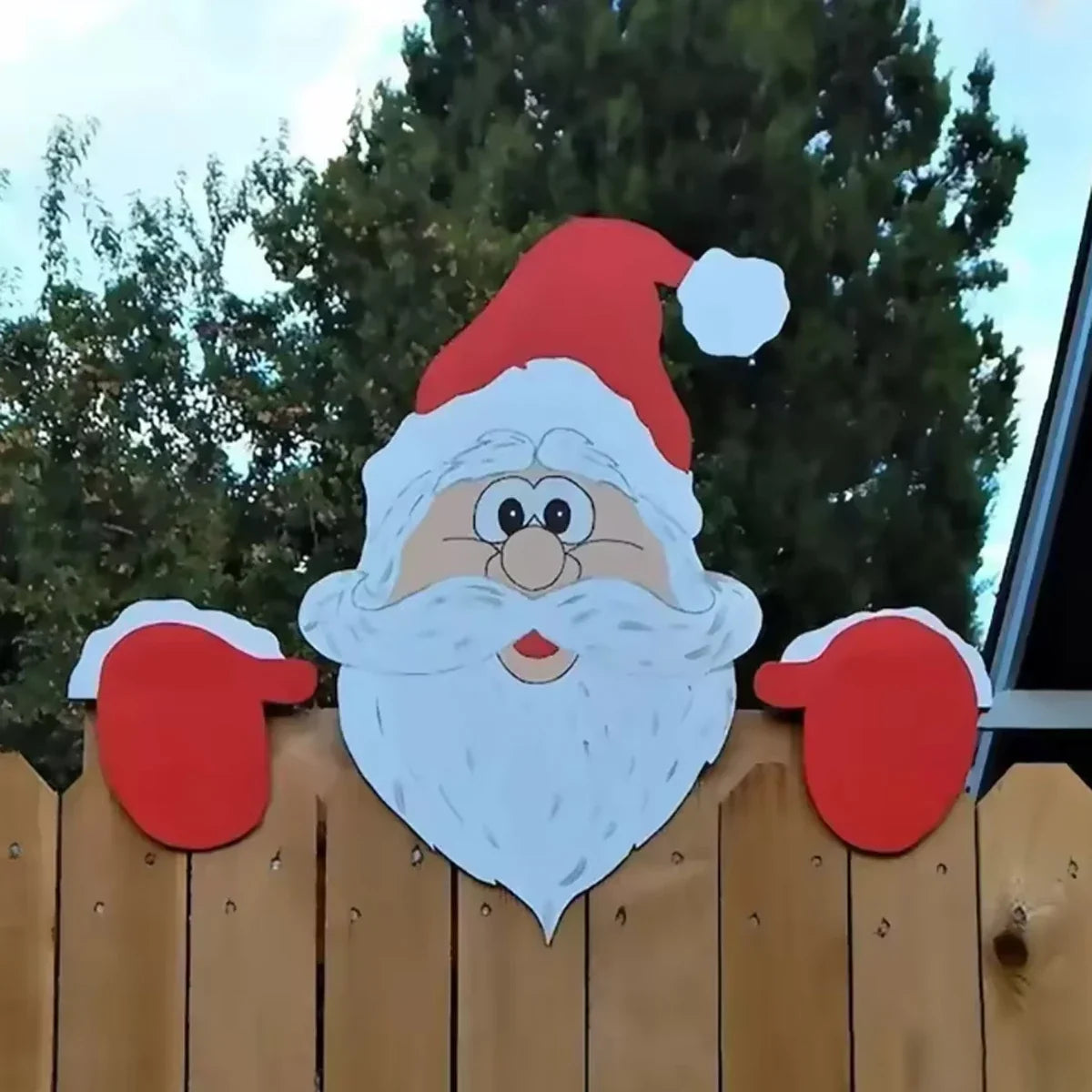 Trendbay Christmas Santa Claus Peeker Fence Ornament Yard Decor