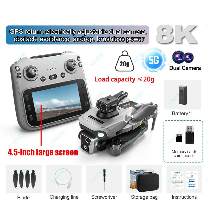 Trendbay 8K GPS Folding Drone with Screen Remote
