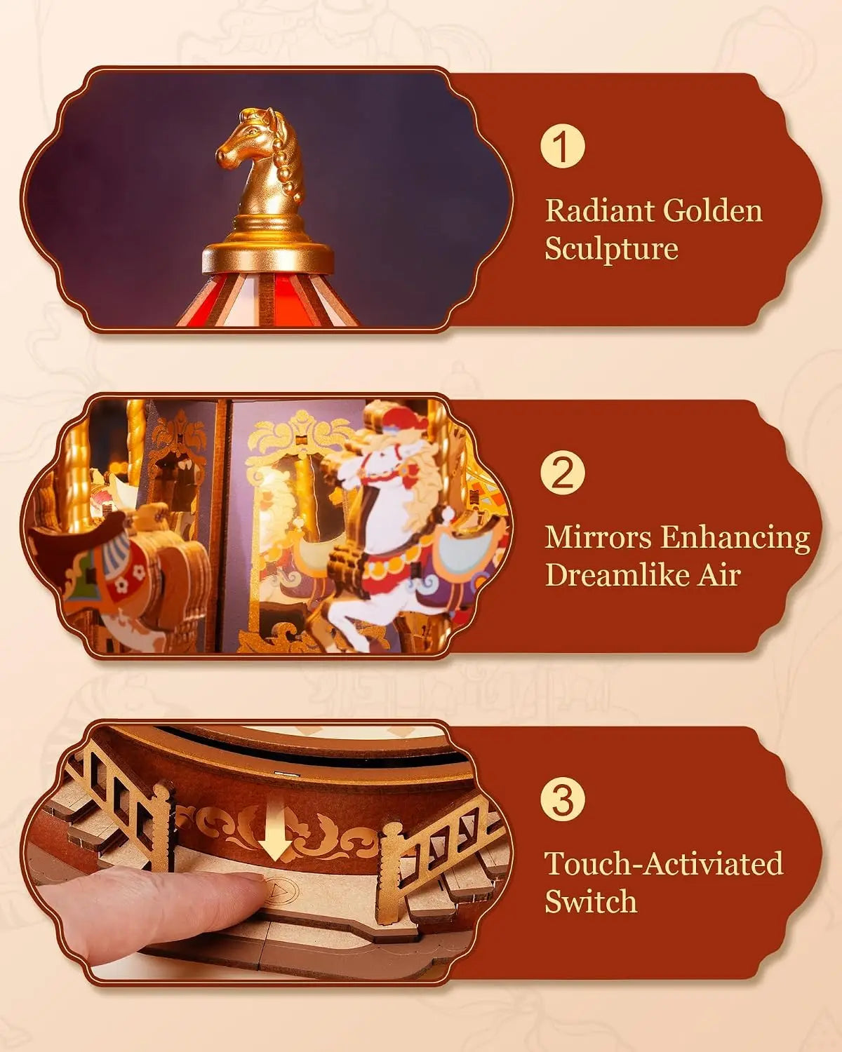 Trendbay 3D Wooden Carousel Music Box Kit