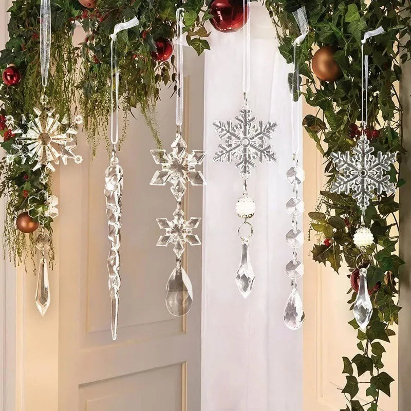Trendbay 10Pcs Glitter Snowflake Christmas Ornaments Sparkling Hanging