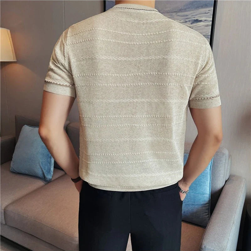 Trendbay Men's Two-Tone Knit T-Shirt