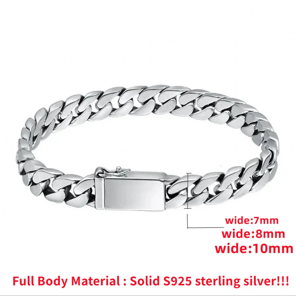 Trendbay Silver 8mm Cuban Link Bracelet – Classic Punk Style Jewelry for Men