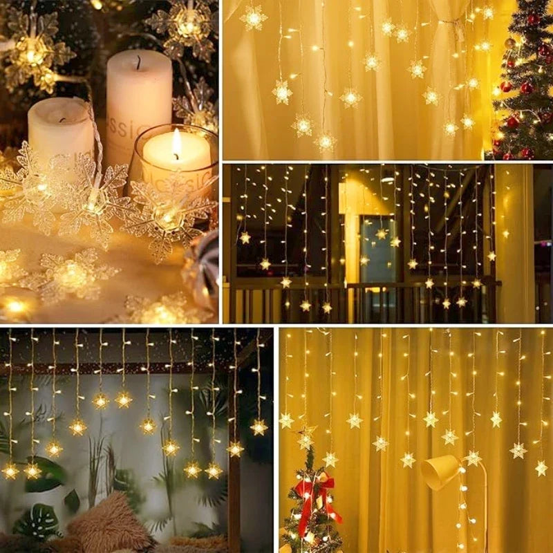 Trendbay 3.2M Warm White LED Snowflake Curtain Lights