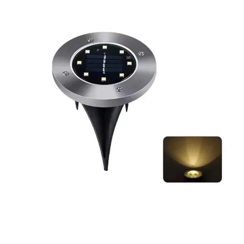 Trendbay 1Pcs Solar Ground Lights 8 LED Stainless Steel & ABS In-Ground