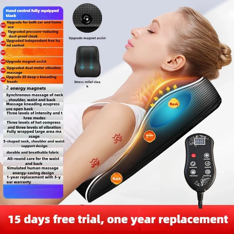 Trendbay Electric Cervical Traction Pillow Massager with Heat & Vibration
