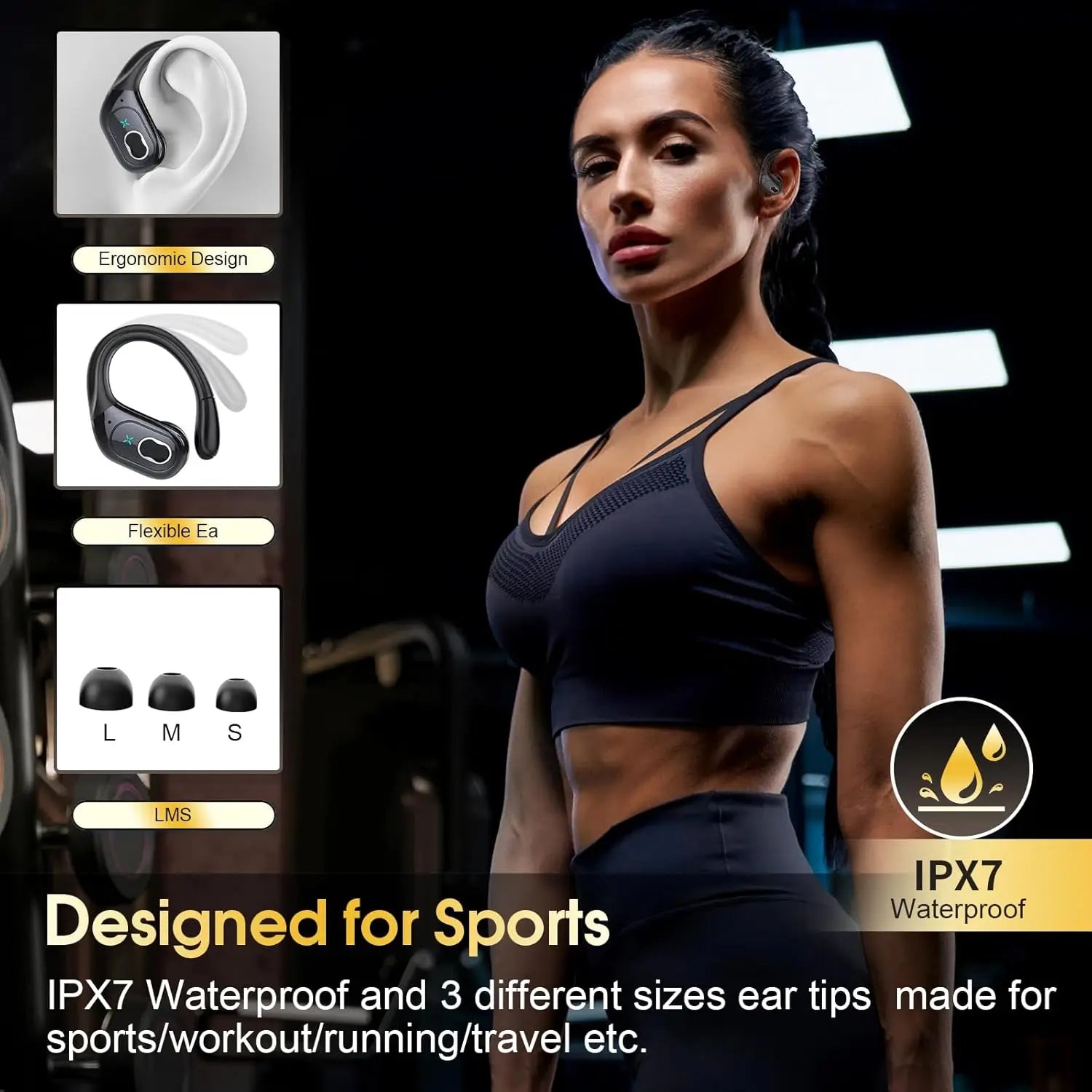 Trendbay Bluetooth 5.4 Wireless Earbuds with Ear Hooks