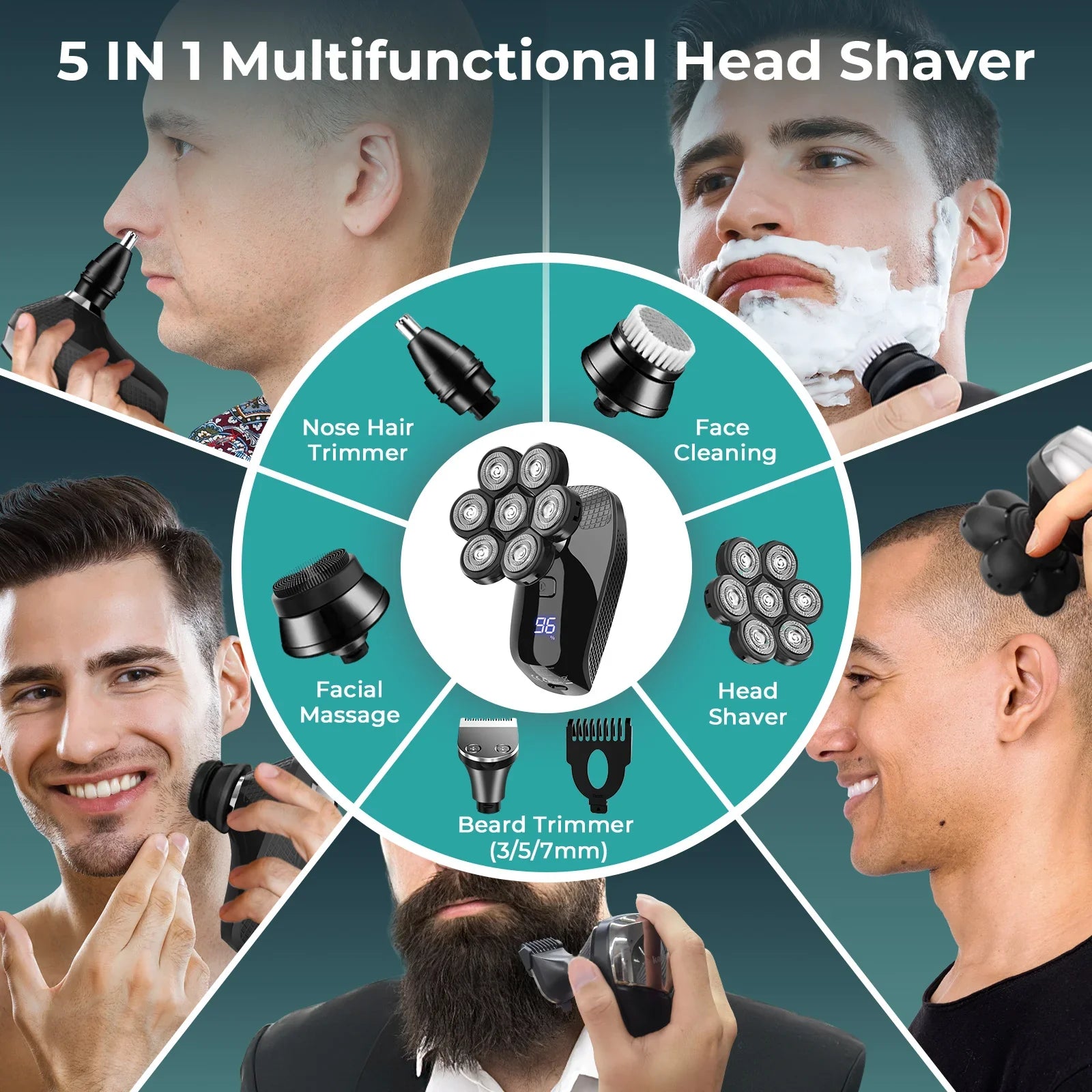 Trendbay 5-in-1 Electric Shaver Kit with 7D Floating Cutter Head