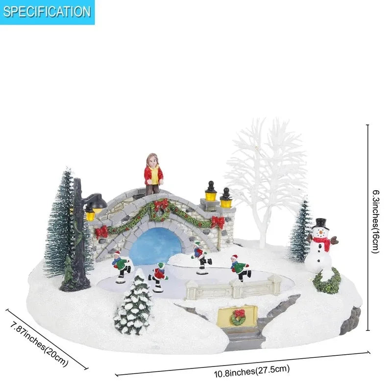 Trendbay Animated Christmas Village Skating Scene with Lights