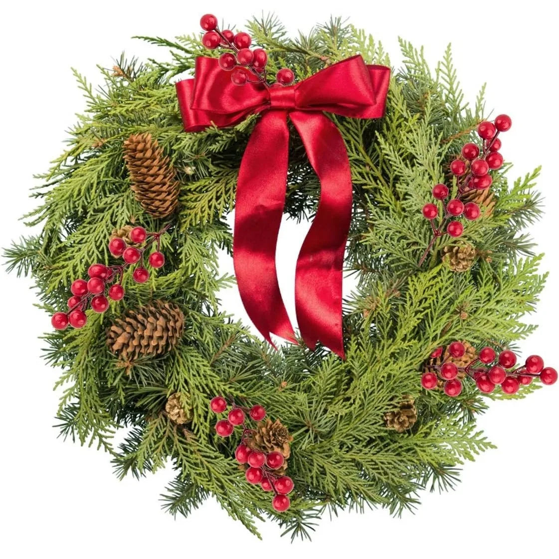 Trendbay Artificial Pine Branches with Red Berries 10Pcs