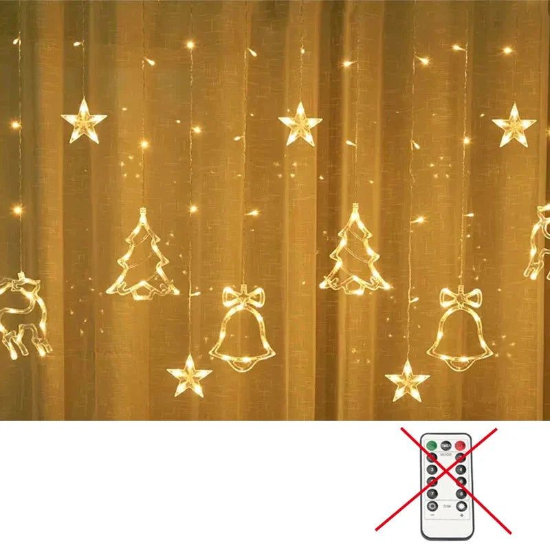 Trendbay 3.5M Warm White LED Tree Deer Bell Christmas Curtain String Lights