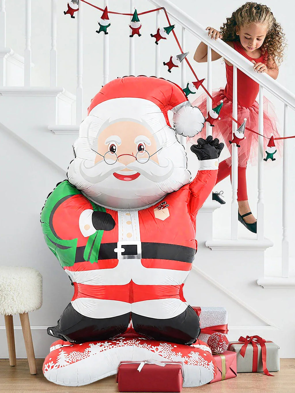 Trendbay 119cm Standing Santa Claus Foil Balloon – Christmas Party Decor