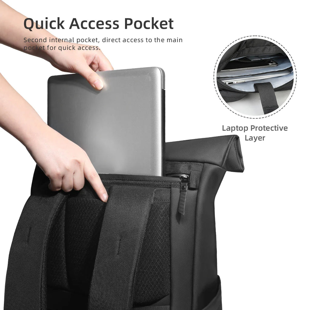 Trendbay Expandable Roll-Top Laptop Backpack – Water-Resistant Travel & Business Backpack
