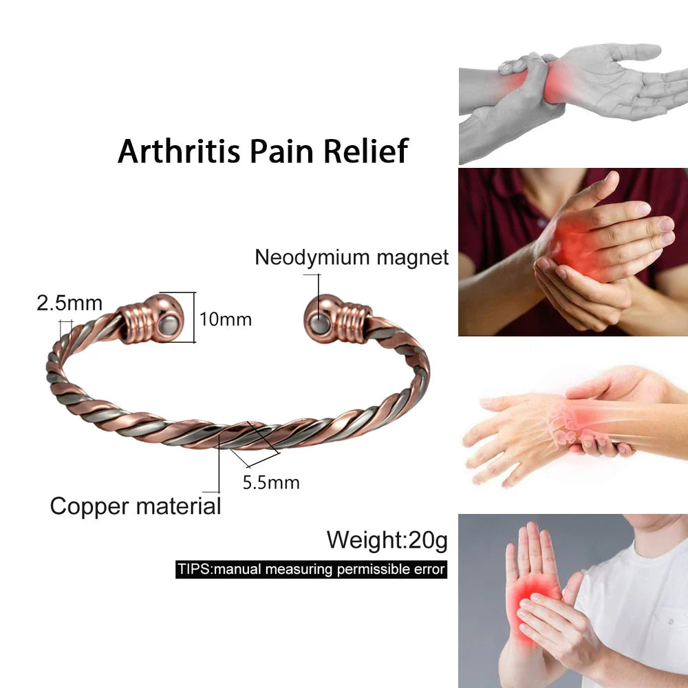 Trendbay Pure Copper Magnetic Braided Bracelet – Adjustable Twisted Bangle for Men & Women