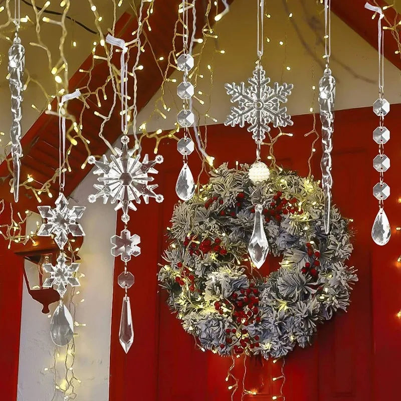 Trendbay 10Pcs Glitter Snowflake Christmas Ornaments Sparkling Hanging