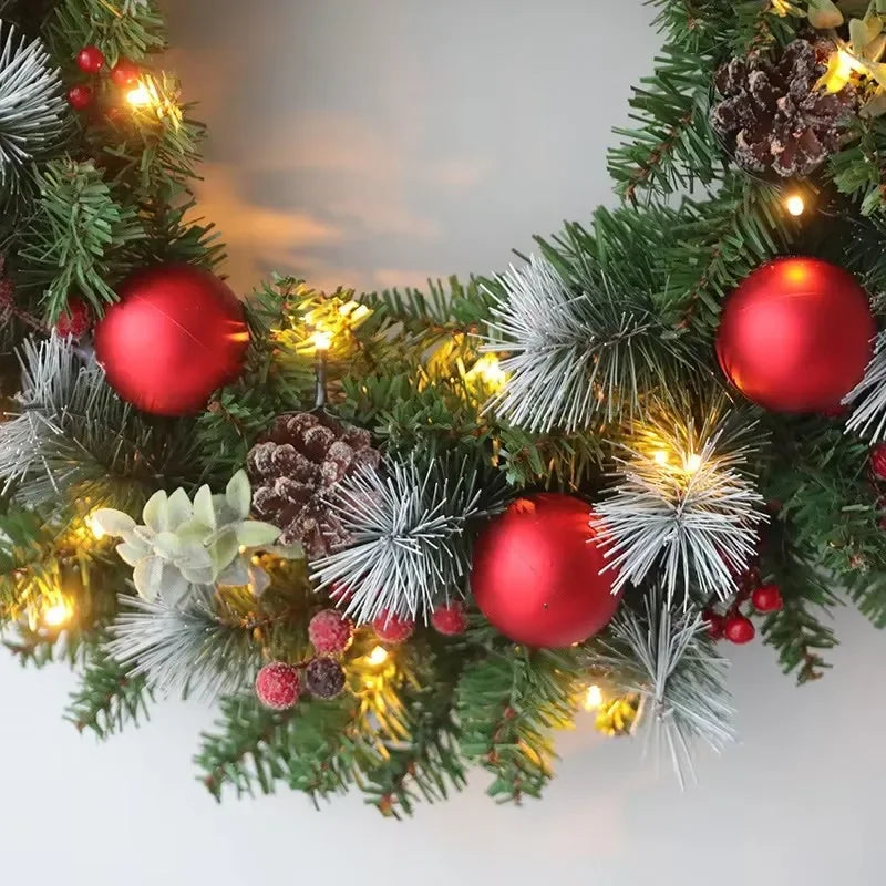 Trendbay 60CM Red Christmas Wreath with LED Lights
