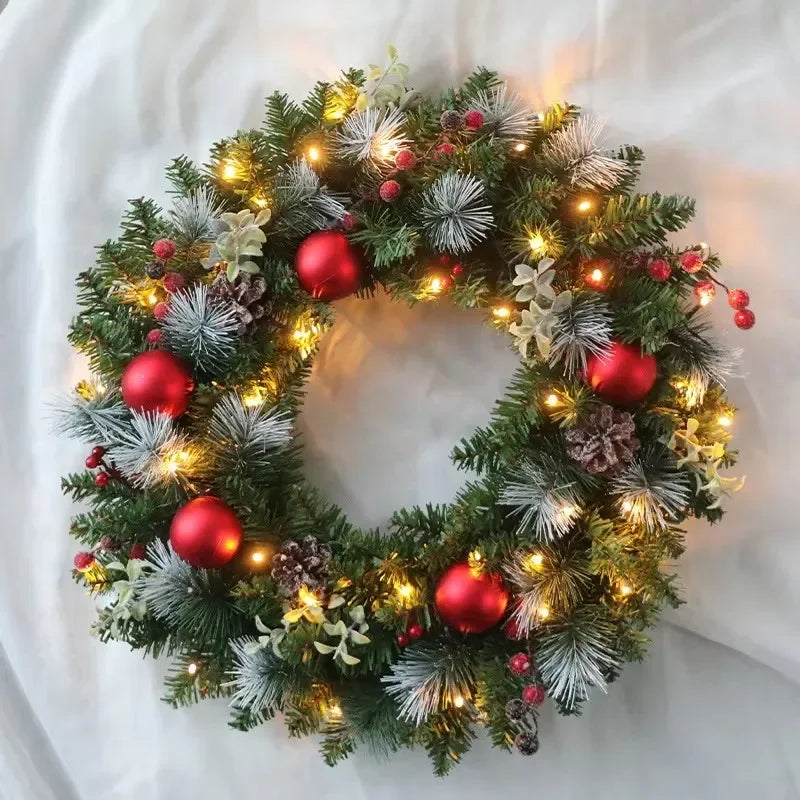Trendbay 60CM Red Christmas Wreath with LED Lights