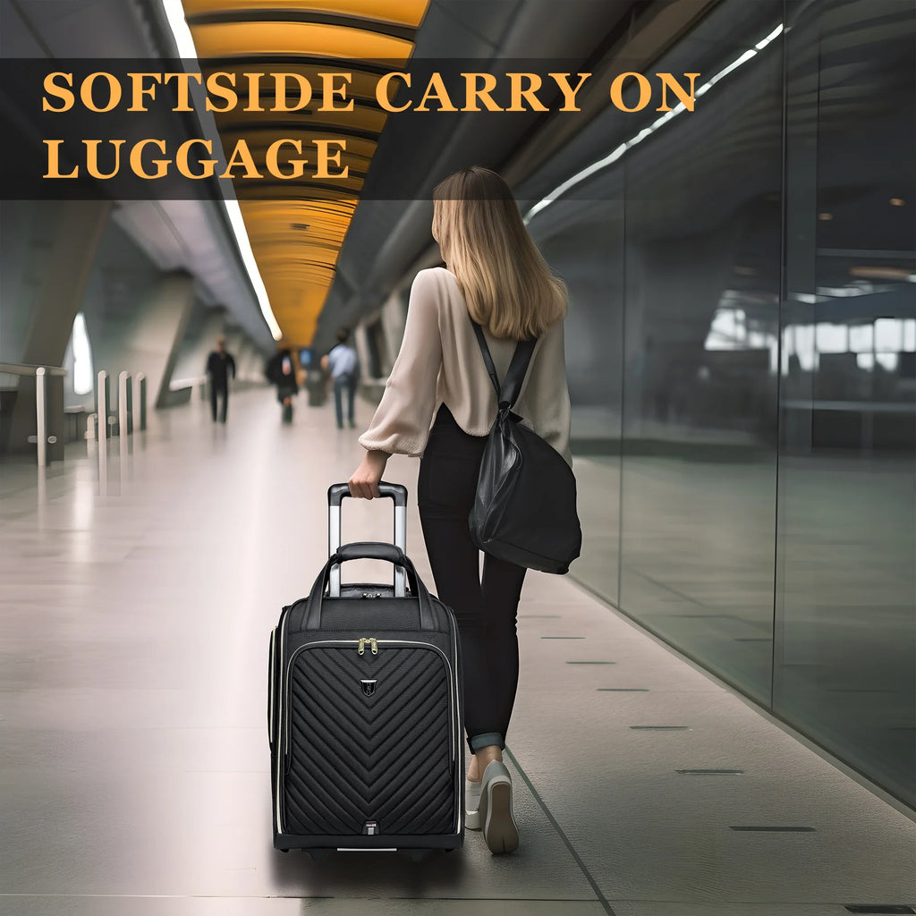 Trendbay 18-Inch Rolling Laptop Trolley Bag – Softside Carry-On Business Travel Briefcase