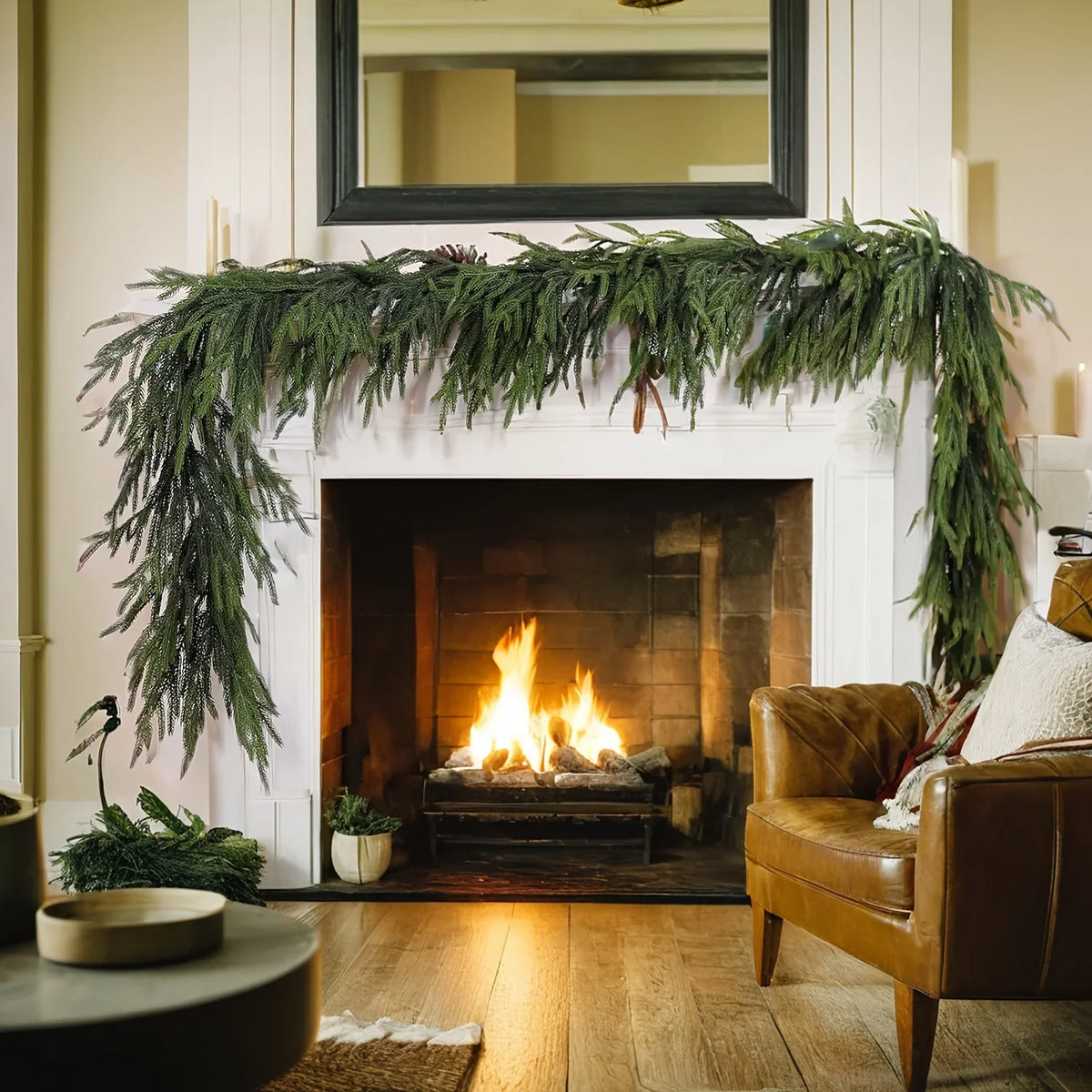 1Trendbay 00cm Artificial Norfolk Pine Christmas Wreath Realistic Green Faux