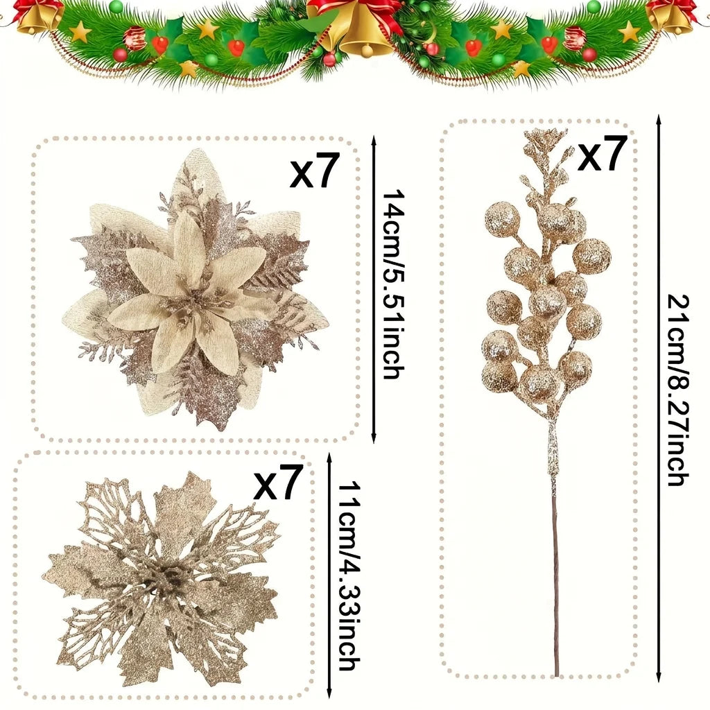 Trendbay Champagne Gold Artificial Berry Flower Bouquet Silk Floral