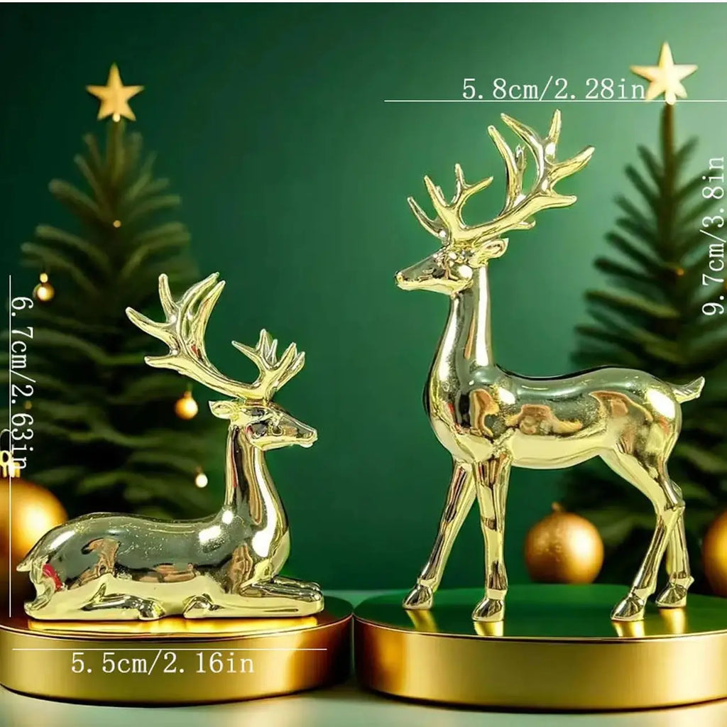 Trendbay Gold Reindeer Christmas Ornament Set of 2