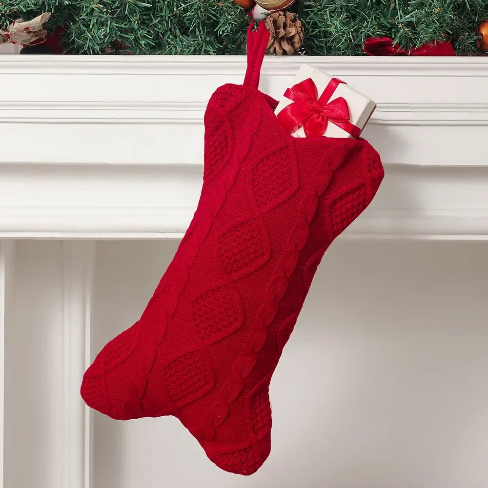 Trendbay Knitted Christmas Stocking Gift Bag
