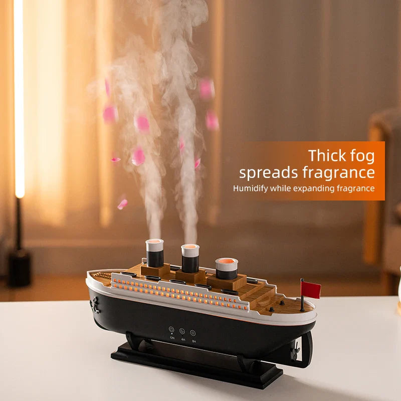Trendbay Retro Ship Humidifier – Ultrasonic Aroma Diffuser with Remote Control
