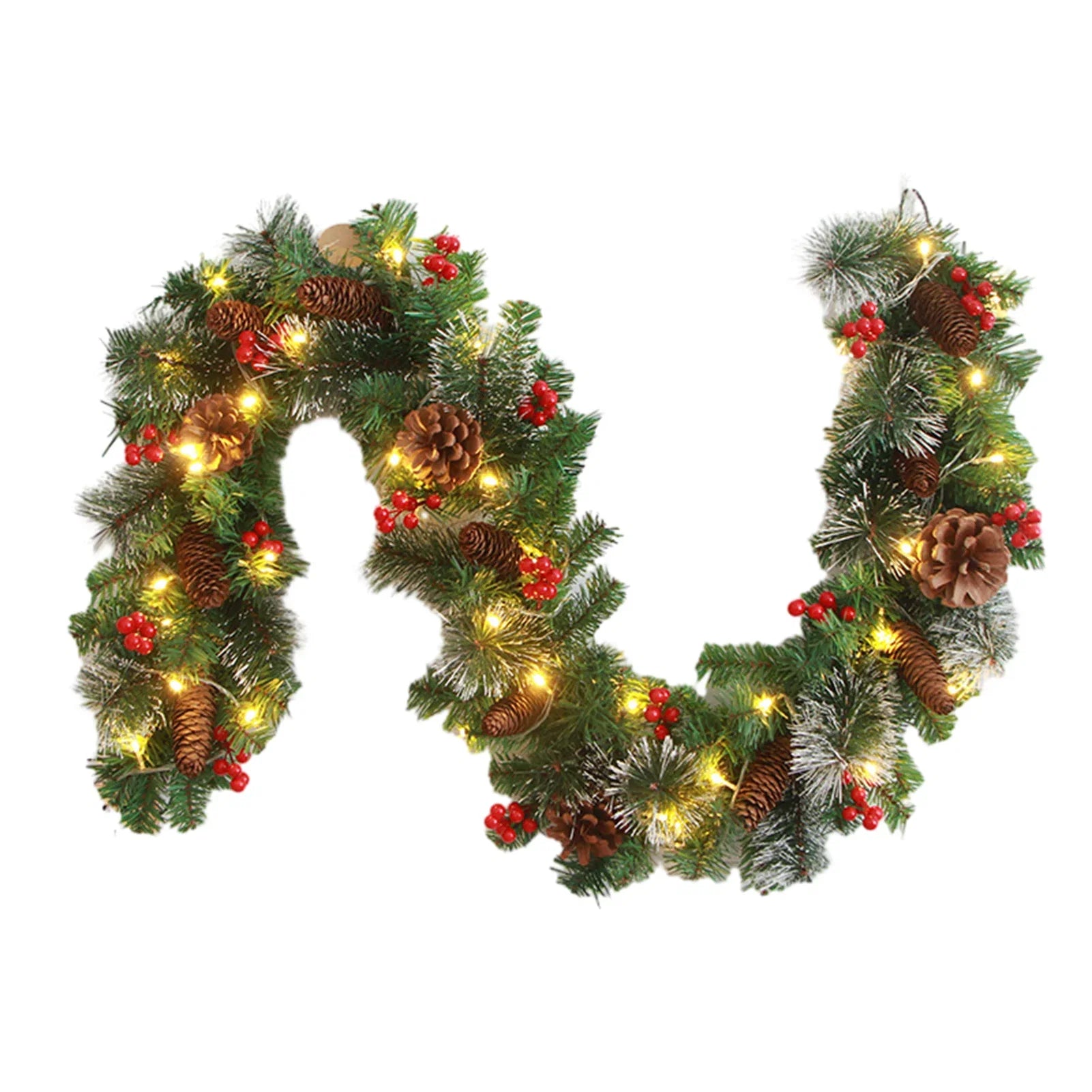 Trendbay Christmas Garland with Pinecones and Red Berries