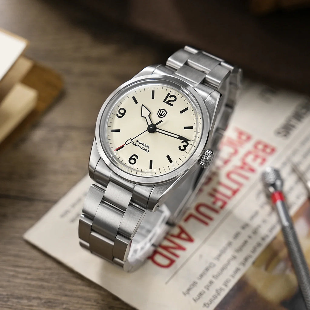 Trendbay 36.5mm Vintage Quartz Watch with Sapphire Crystal & 100M Water Resistance