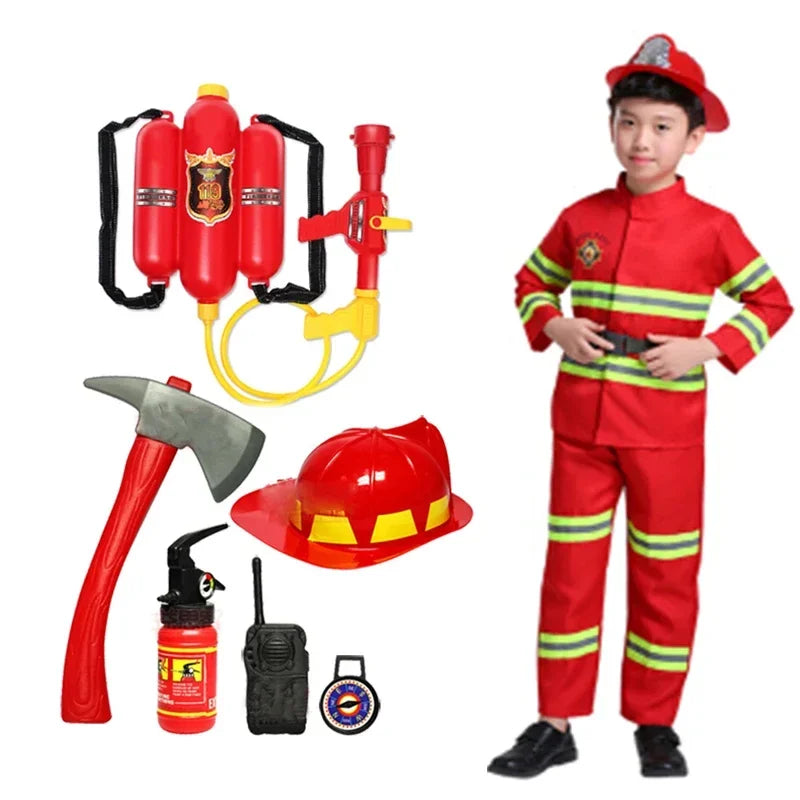 Trendbay 120CM Kids Firefighter Halloween Costume Set – 5-Piece