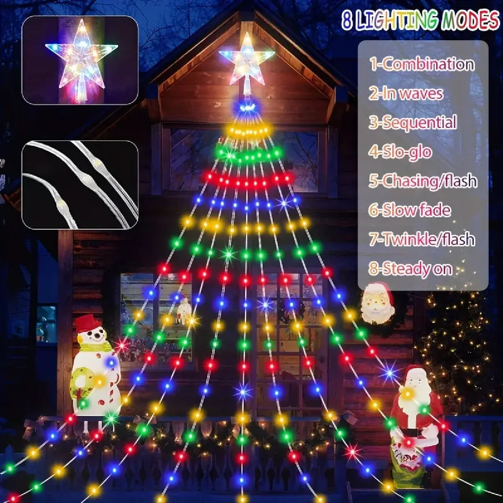 Trendbay 1pcs 5-Pointed Star Waterfall String Lights 2M Multicolor USB powered