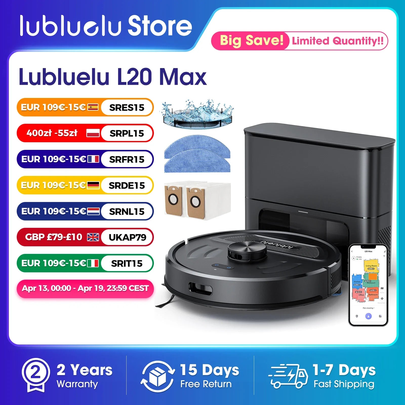 Trendbay L20Max Self-Emptying Robot Vacuum – 6000Pa LiDAR 3-in-1 Sweep & Mop