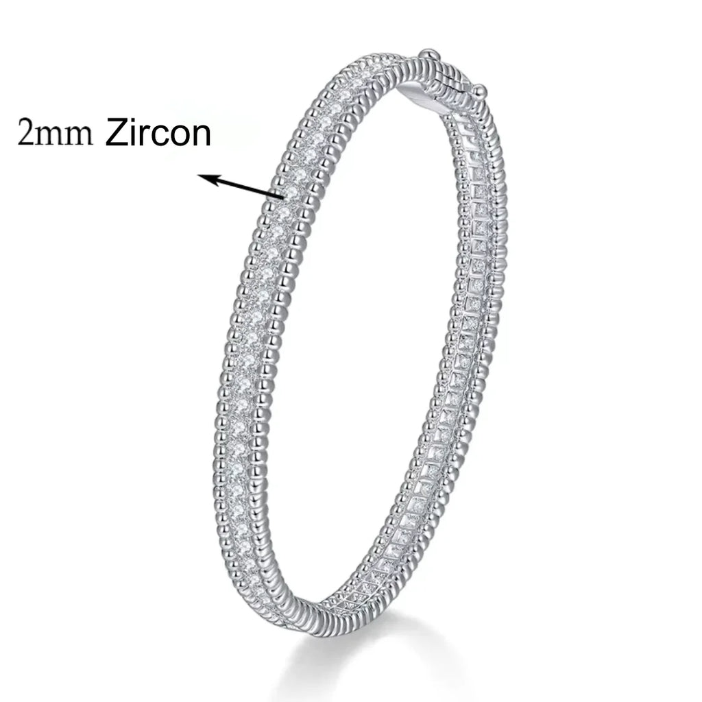 Trendbay Sterling Silver Moissanite Bangle – 18K Gold Plated Women's Bracelet for Weddings & Special Occasions