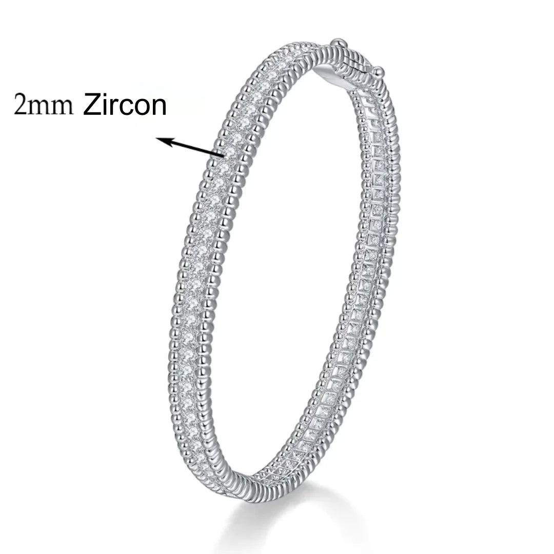 Trendbay Sterling Silver Moissanite Bangle – 18K Gold Plated Women's Bracelet for Weddings & Special Occasions