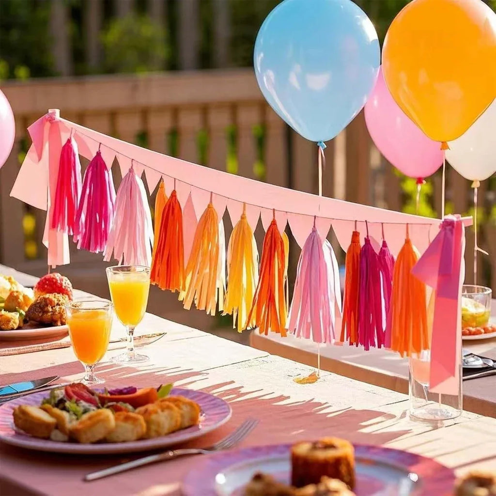 Trendbay 15-Piece 14-Inch / 35CM Vibrant Tassel Garland Banners