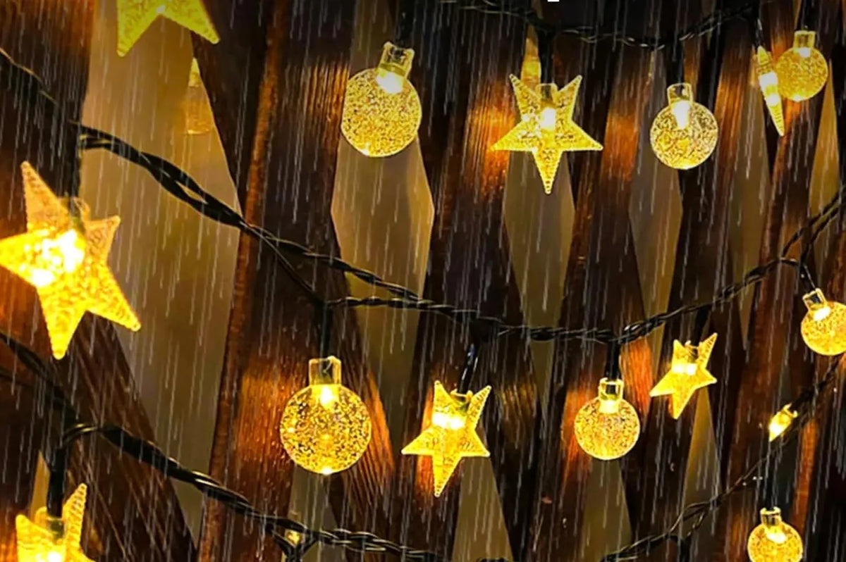 Trendbay 12M 100-LED Solar String Lights Warm Light Crystal Ball & Star