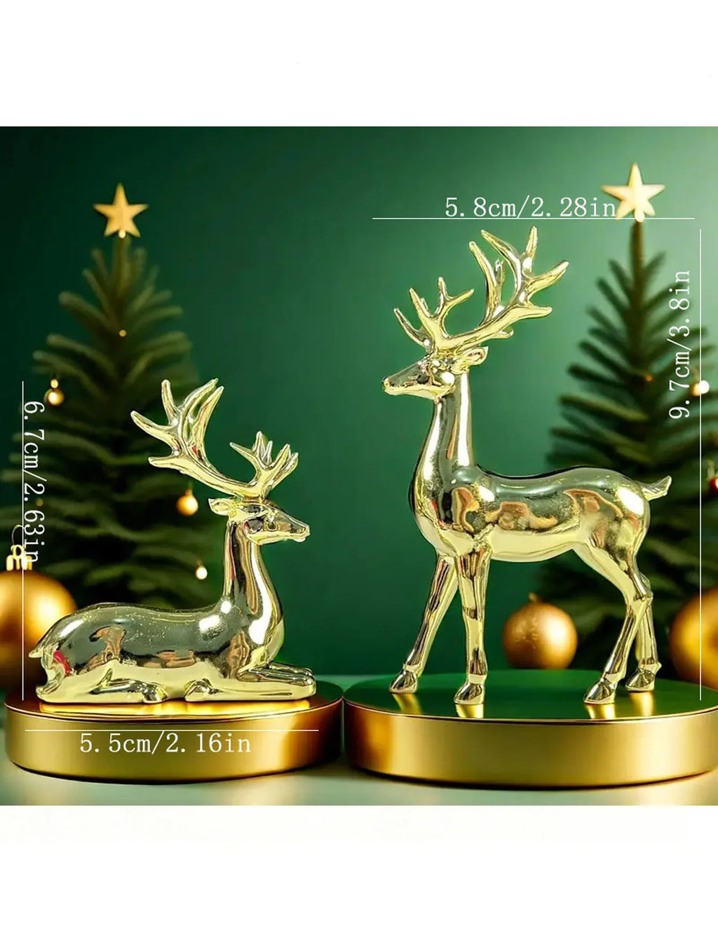 Trendbay Gold Reindeer Christmas Ornament Set of 2