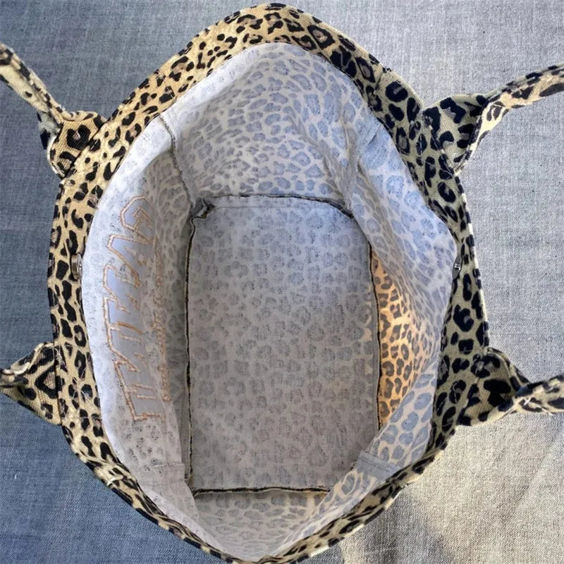 Trendbay Leopard Print Canvas Tote Bag