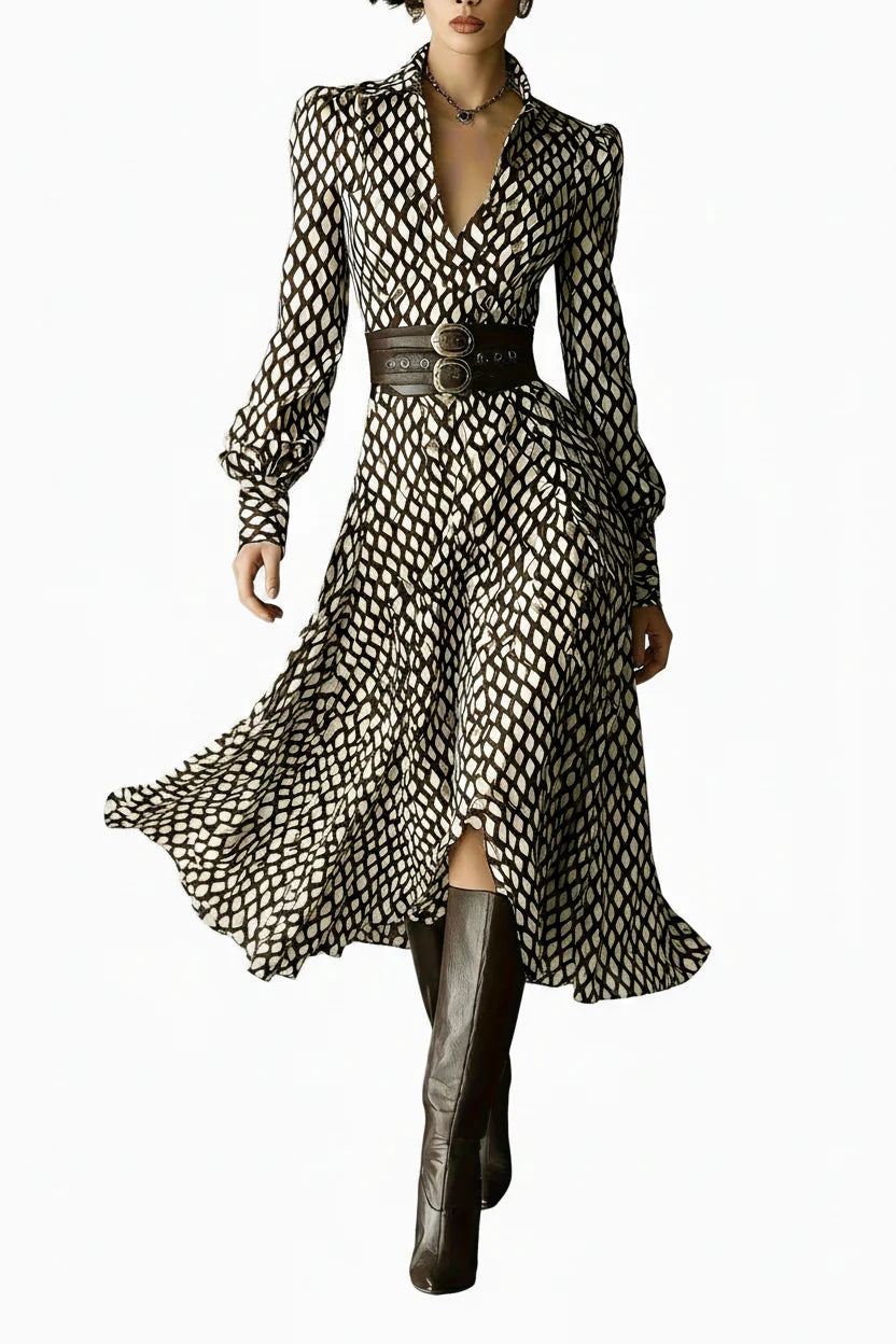 Trendbay Women's Geometric Shirt Midi Dress