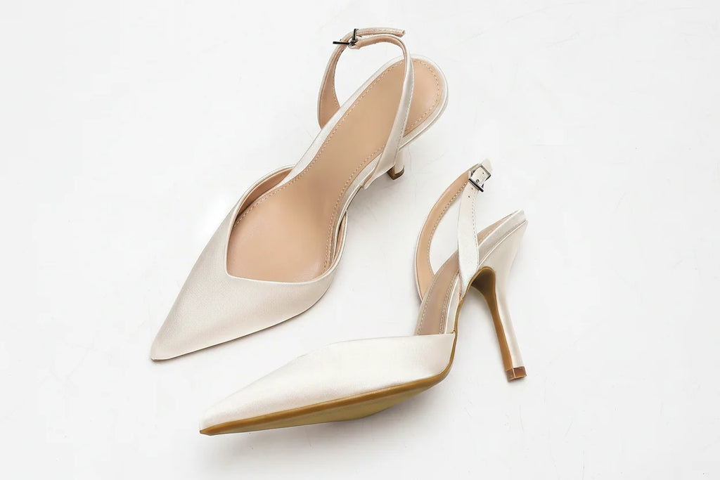 Trendbay Women's Satin Slingback Heeled Sandals