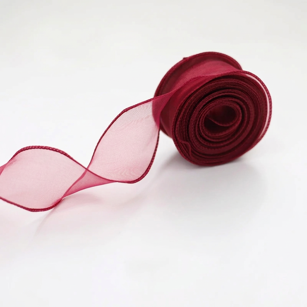 Trendbay Red Satin Organza Ribbon Roll 10 Yards 4cm Wide