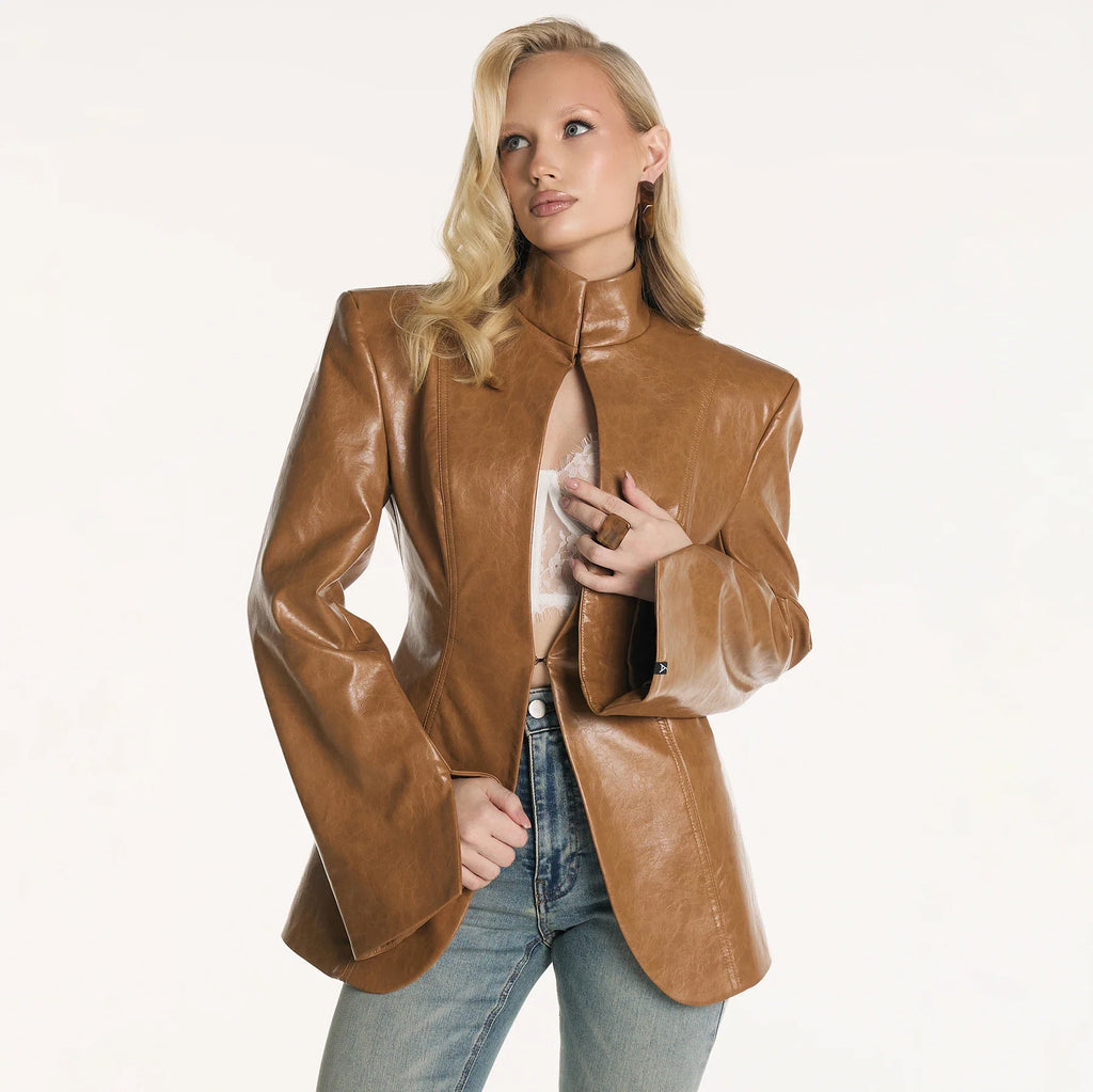 Trendbay Women's Faux Leather Blazer