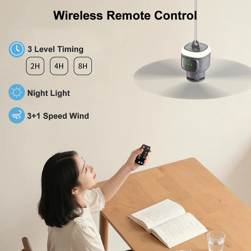Trendbay 12000mAh Portable Ceiling Fan with Remote Control