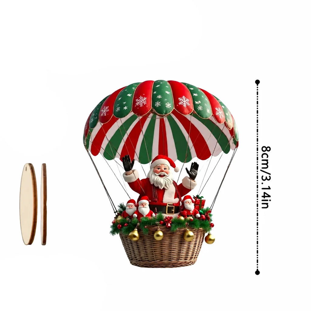 Trendbay 10pcs Santa Claus Parachute Wooden Hanging Ornaments – 2D Flat