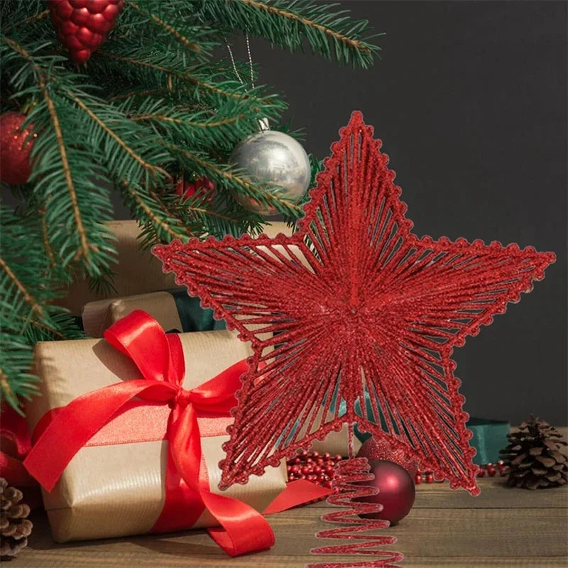 Trendbay 25CM Glitter Christmas Tree Topper Red Star