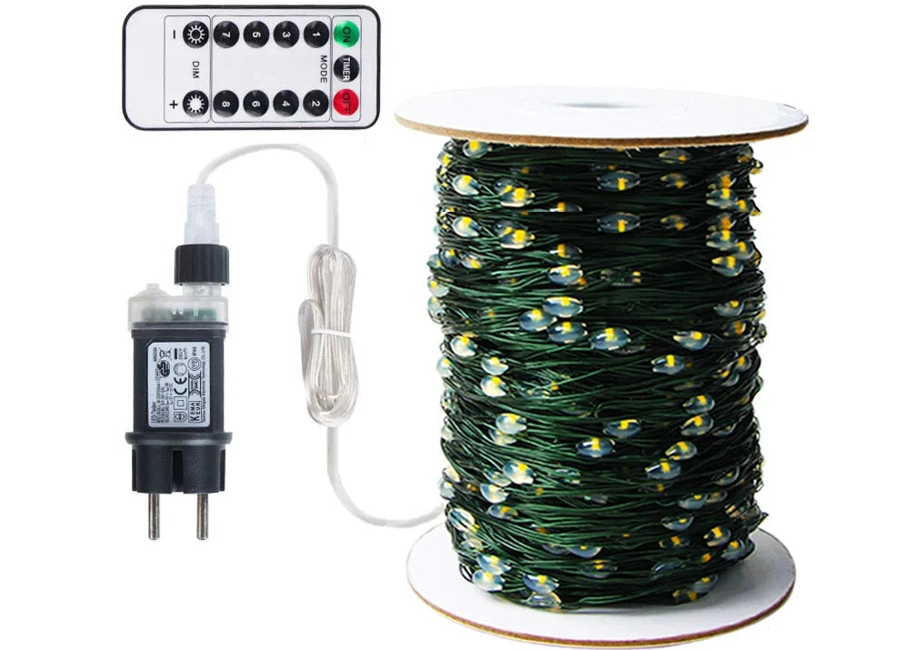 Trendbay 120M 1200-LED Multicolor Green Wire Fairy Lights – IP44 EU Plug