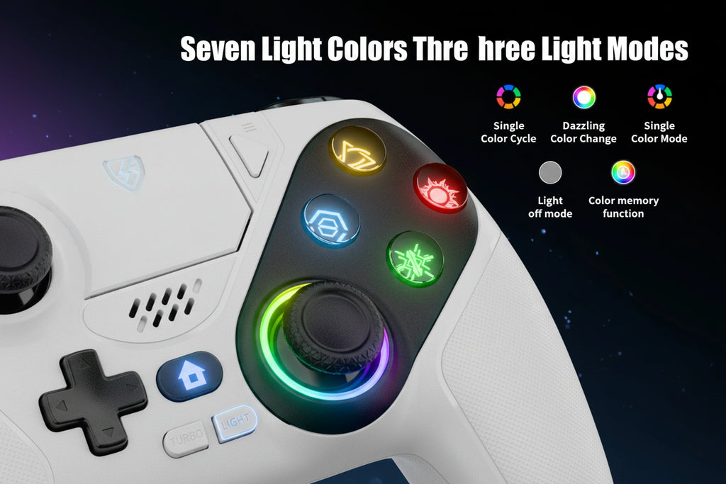 Trendbay Wireless Controller for PC – RGB Gaming Controller with Turbo & Dual Vibration