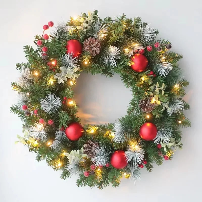 Trendbay 60CM Red Christmas Wreath with LED Lights