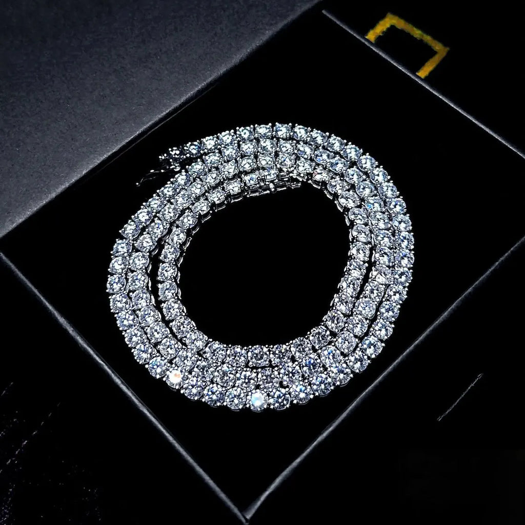 Trendbay Iced-Out Tennis Chain Necklace with Zircon Stones – Copper Hip Hop Jewelry