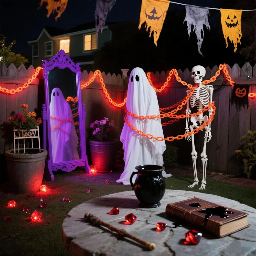 Trendbay 2M Halloween Plastic Chain Lights Orange 8 Modes