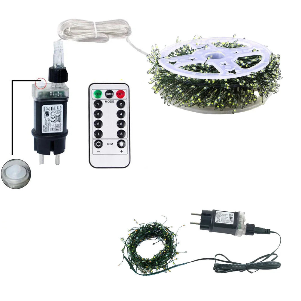 Trendbay 50M 1500-LED Warm Light Cluster Firecracker String Lights – AC-Powered